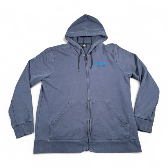 Oakley Sweater Adult EXTRA LARGE Blue Zip Hoodie Factory Pilot Motocross - Picture 1 of 9